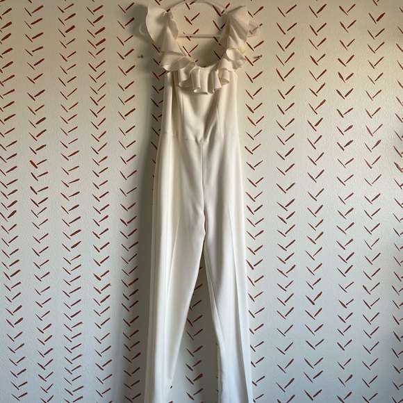 French Connection white ruffle jumpsuit - Picture 3 of 8
